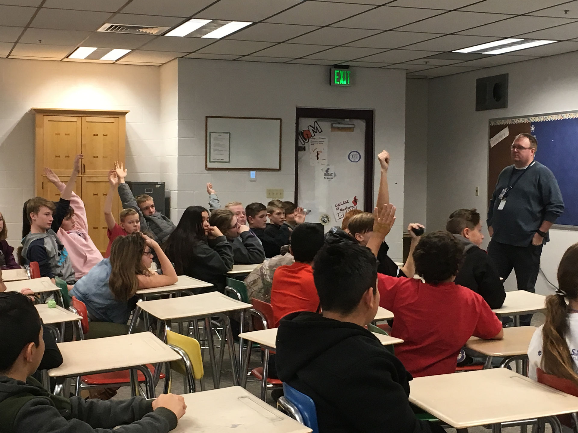 The students interact with Cody as they learn about the dangers of vaping.