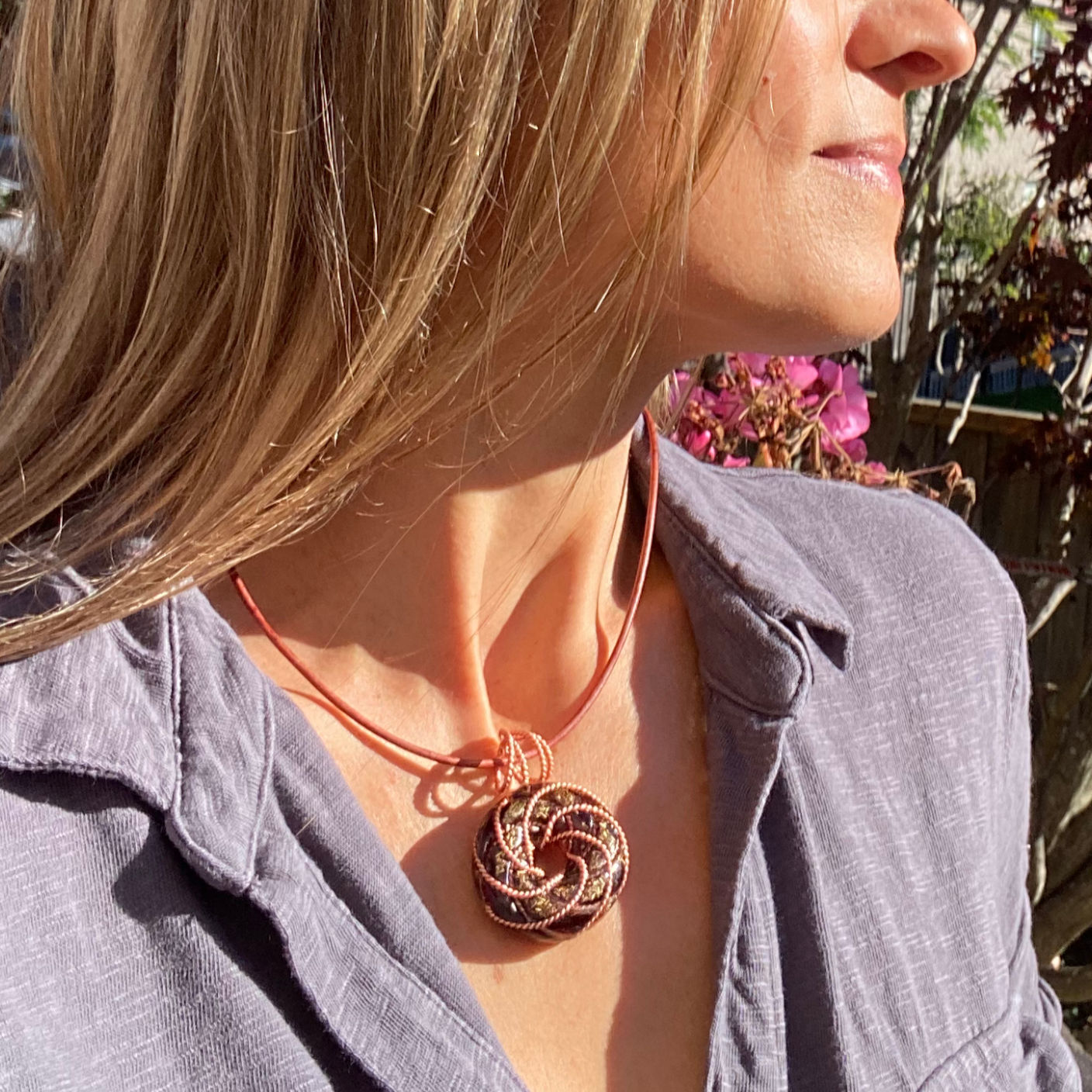 Torus Orgonite Pendant with wrapped 333 MHz Tensor Ring