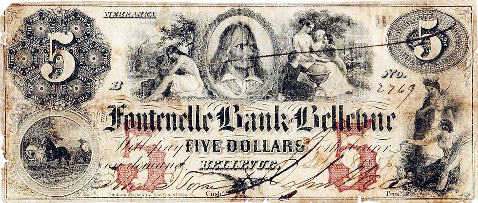 Abb. 14: 5 Dollars 1. November 1863, Fontenelle Bank of Bellevue (Haxby NE-5).
