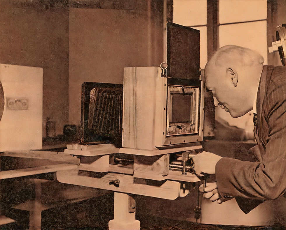 Meisterfälscher Kurt Peglow: Selbst gebaute Repro-Kamera, Abb. "Der Stern" vom 10. April 1955.