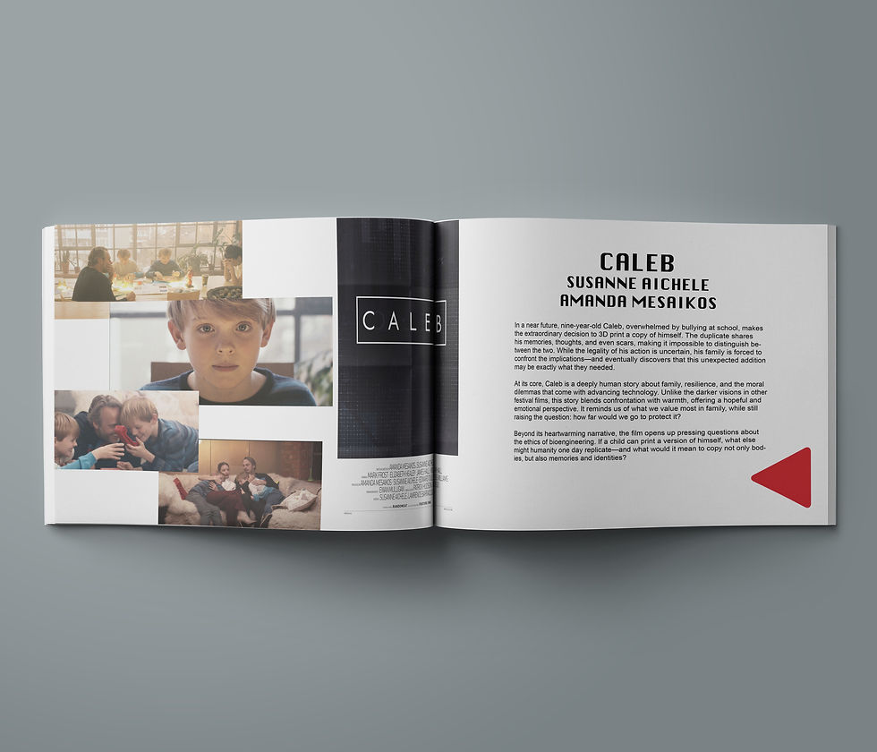 Inner spread of a program booklet with clean editorial typography and an organised schedule layout.