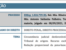 Exclusão de circunstância judicial desfavorável e Dosimetria da pena - Informativo nº 713 do STJ