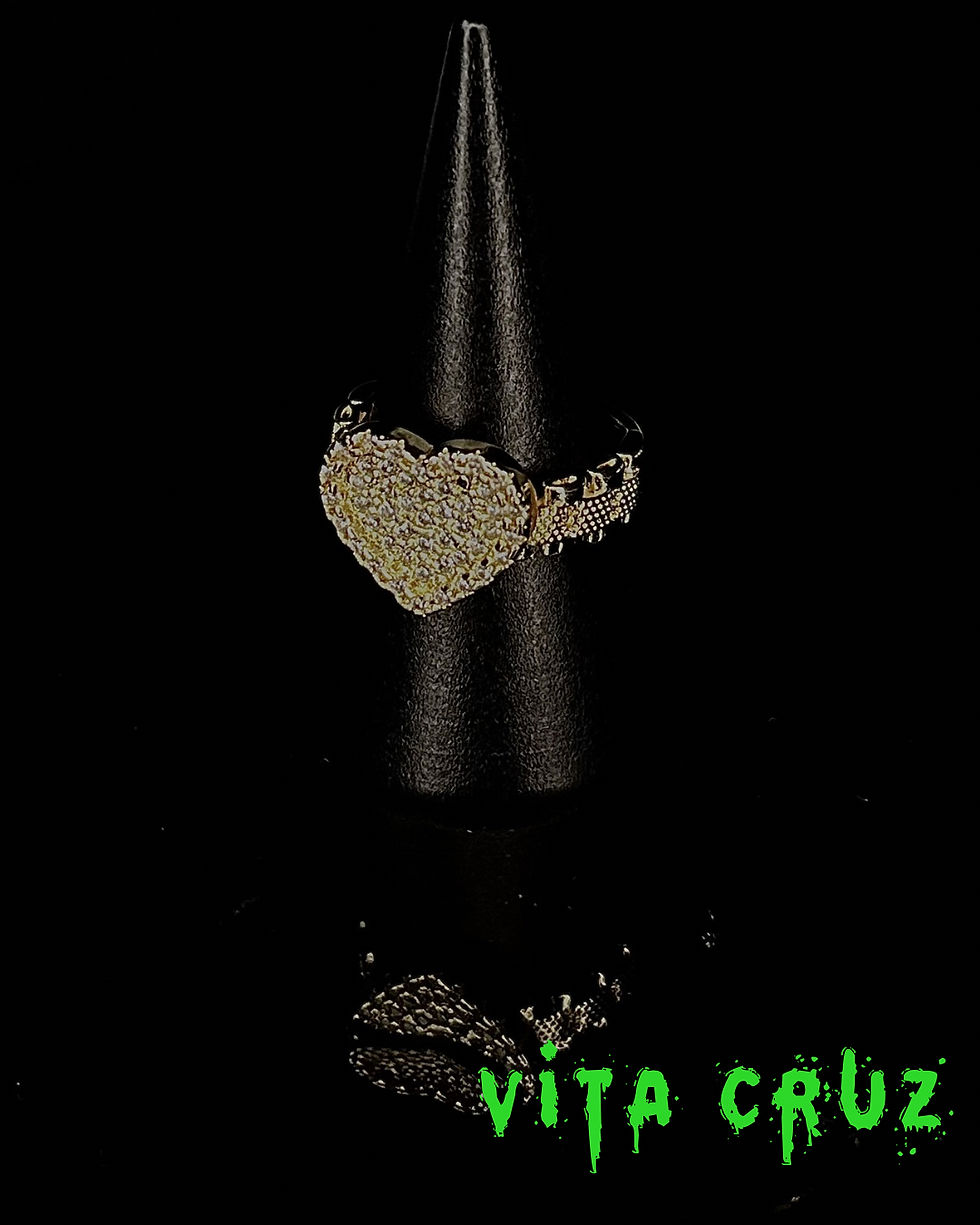 Thumbnail: 18k Gold CZ Heart Presidential Band Ring 13mm