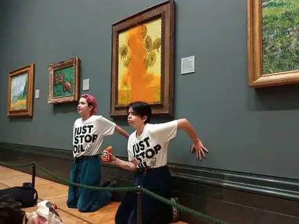 Climate activists throw soup on Van Gogh's 'Sunflowers' to protest fossil fuel extraction