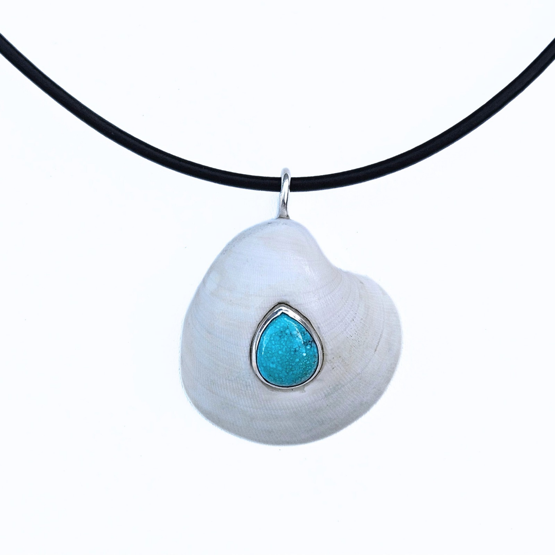 White Shell with Turquoise Pendant 