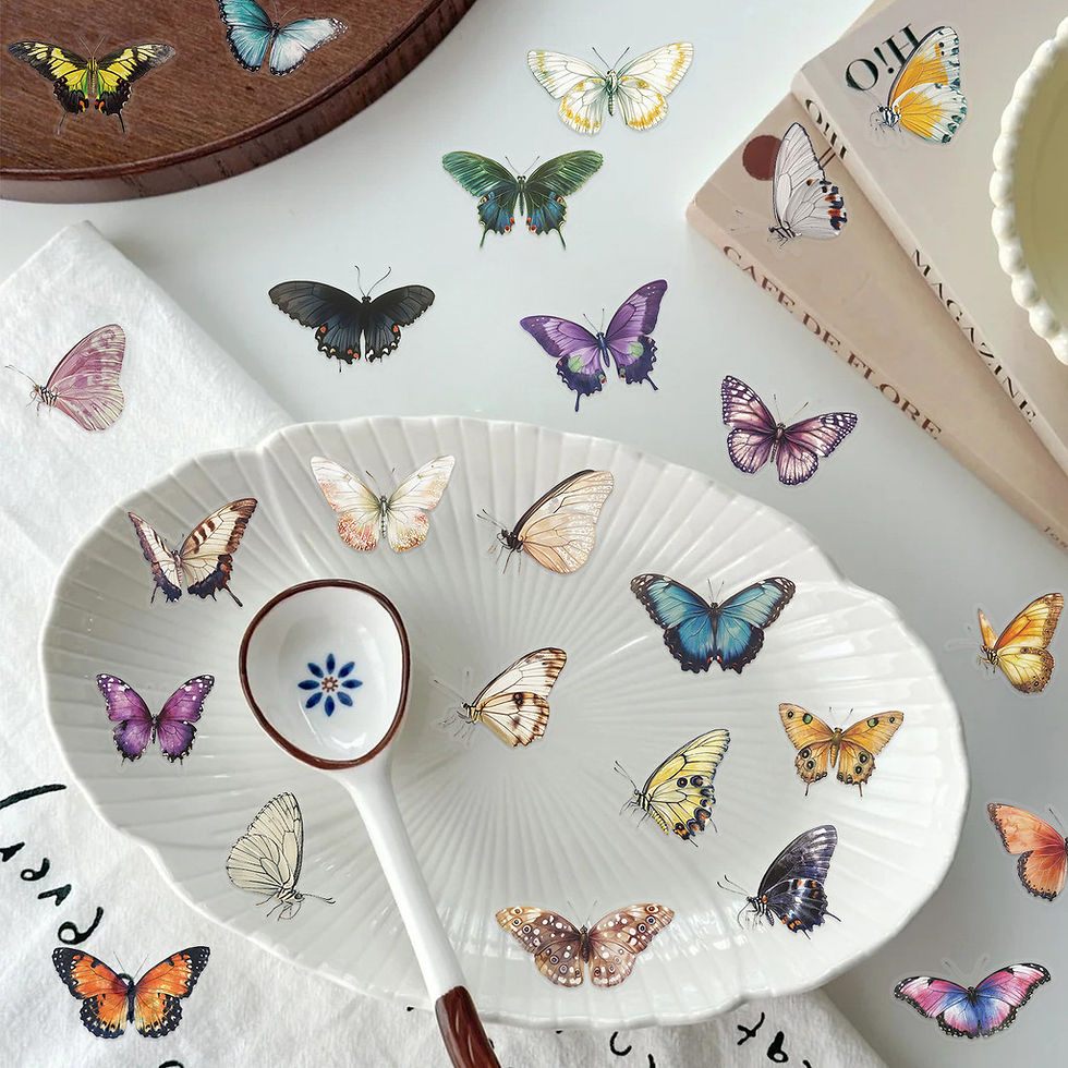 Thumbnail: 50PCS Transparent Elegant Butterfly Sticker Pack - Waterproof Clear PET for Scra
