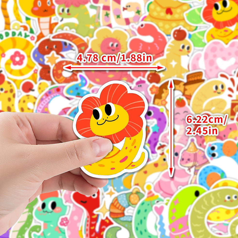 Thumbnail: 50-Sheet Kawaii Snake Doodle Stickers - Waterproof Vinyl Decals for Cups, Phones