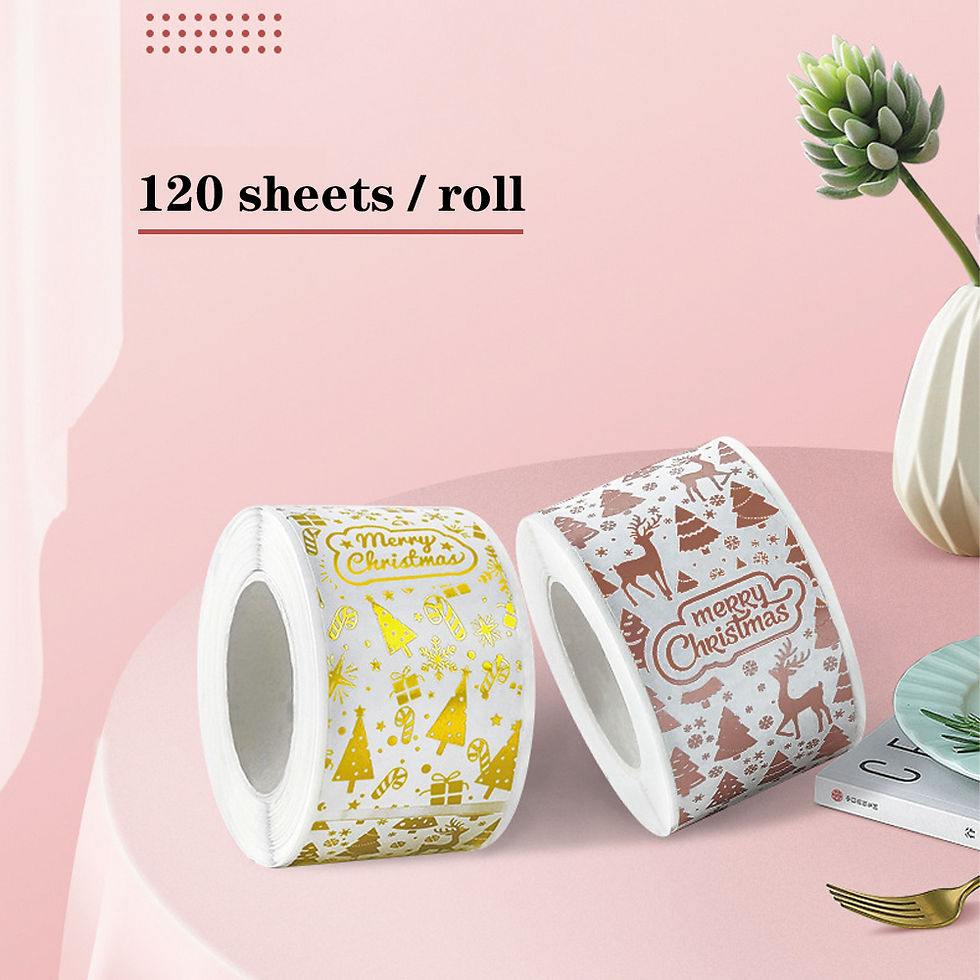 Thumbnail: 120pcs rectangle Gold Foil Sticker Rose Gold Merry Christmas Stickers Gift Seal 