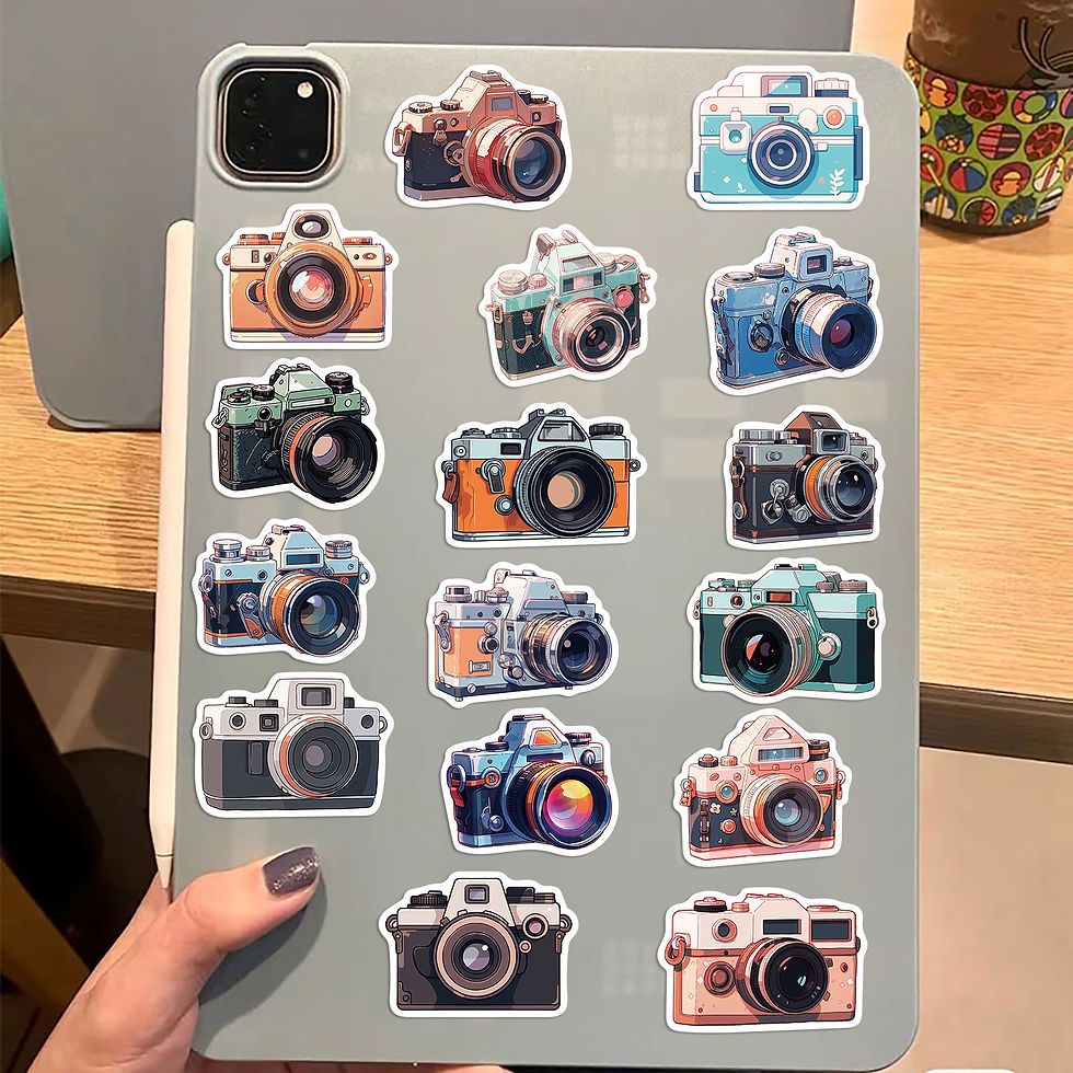 Thumbnail: 50Pcs Retro Cartoon Camera Photographer Stickers Aesthetic DIY Scrapbook Phone C