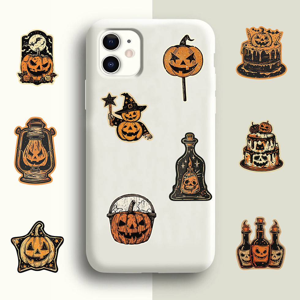 Thumbnail: 50/100PCS Retro Halloween Stickers Terrifying Pumpkin Luggage Phone Graffiti Lap