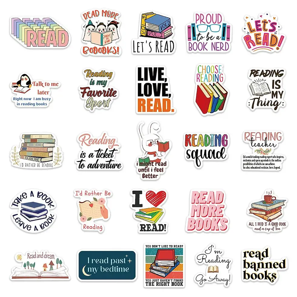 Thumbnail: 50PCS Reading Books Waterproof Graffiti Stickers for Helmet Bicycle Hand Account