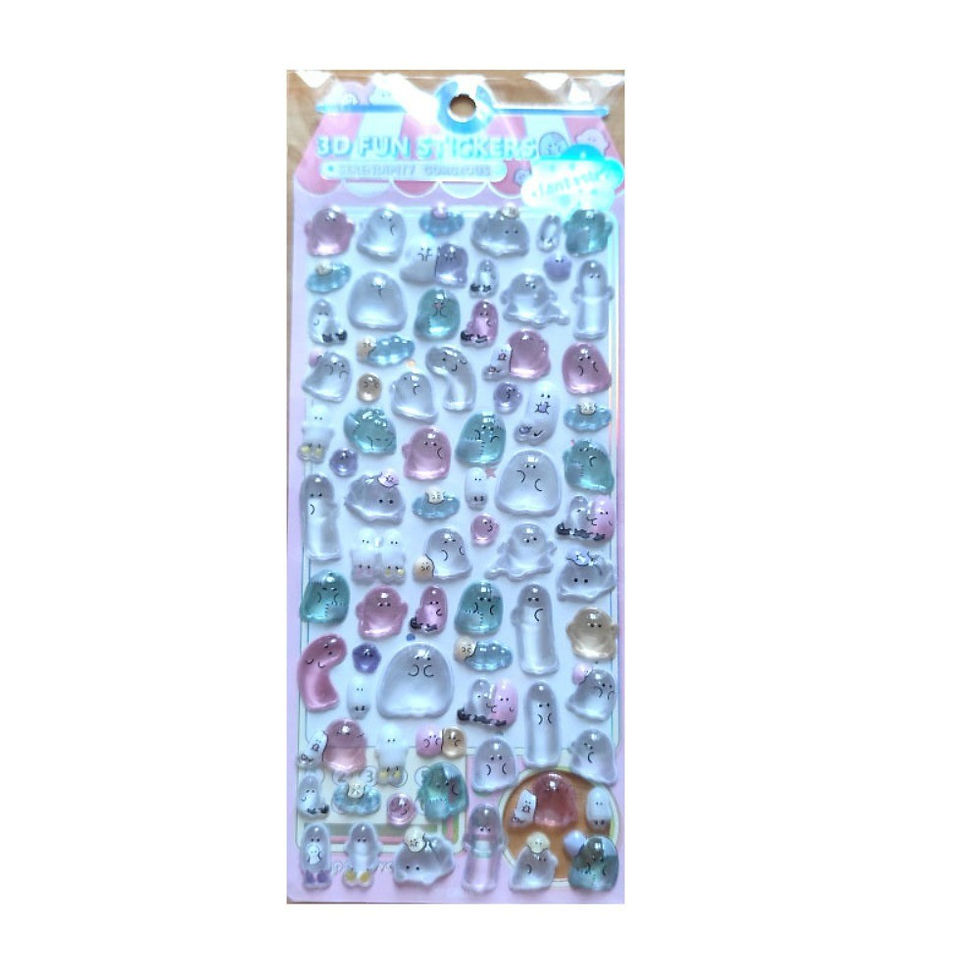 Thumbnail: 4-Piece Kids' Cartoon Cute Soft Ghost 3D Stickers - Adorable 3D Decor Decals for