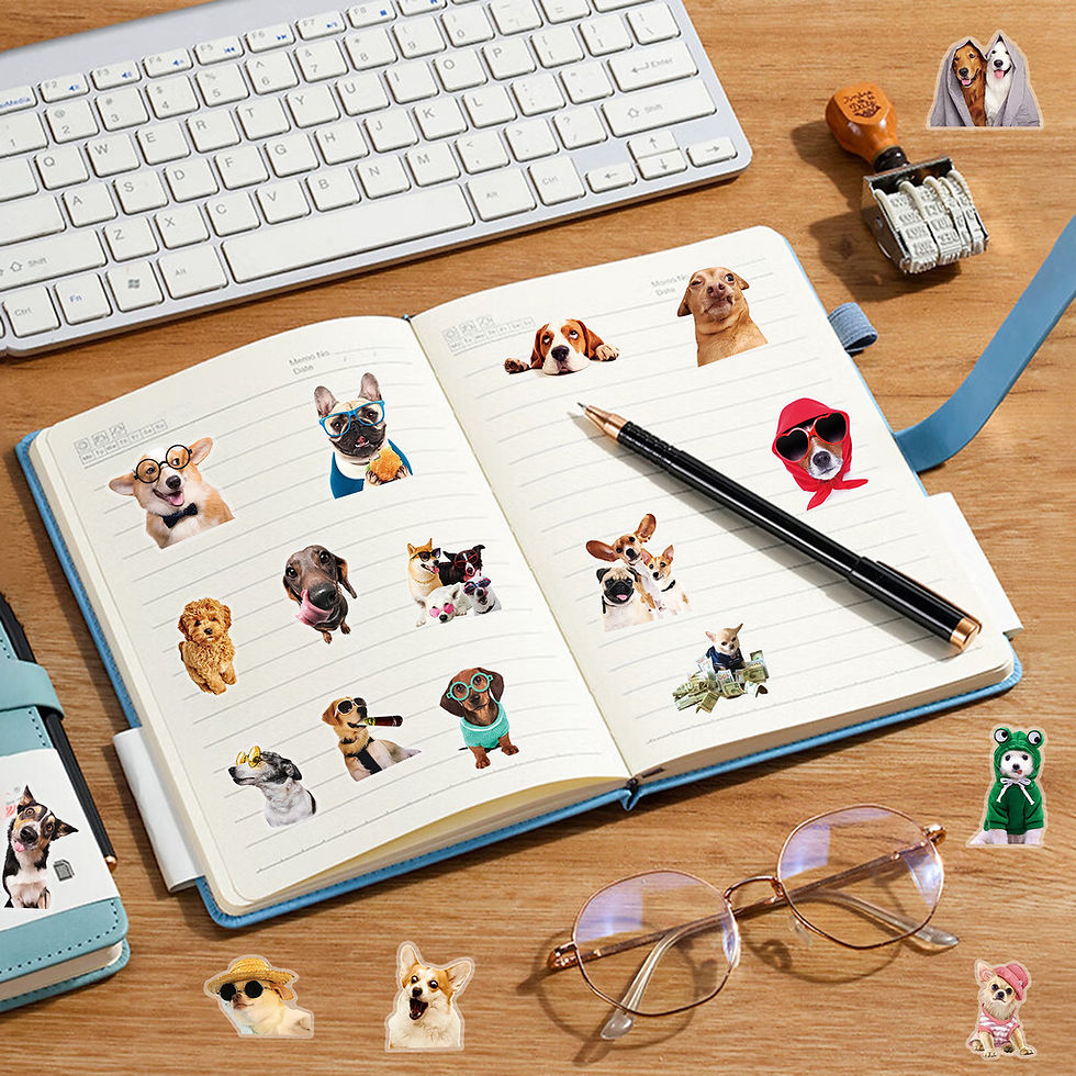 Thumbnail: 50pcs Transparent Clear Dog Emoji Stickers Waterproof Decals for Tech & Travel R