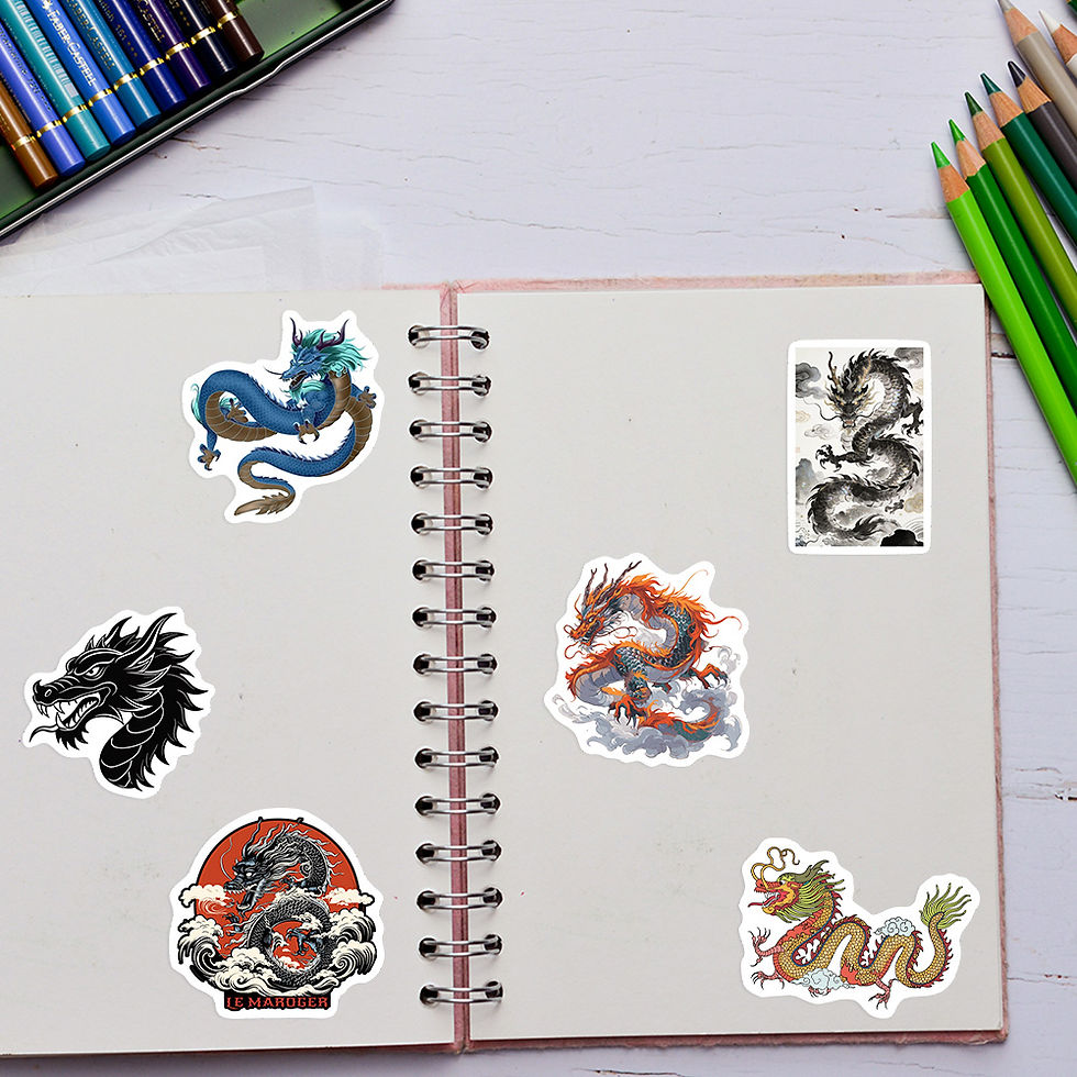 Thumbnail: Traditional Chinese Lucky Dragon Stickers Vinyl Mythical Asian Dragon Waterproof