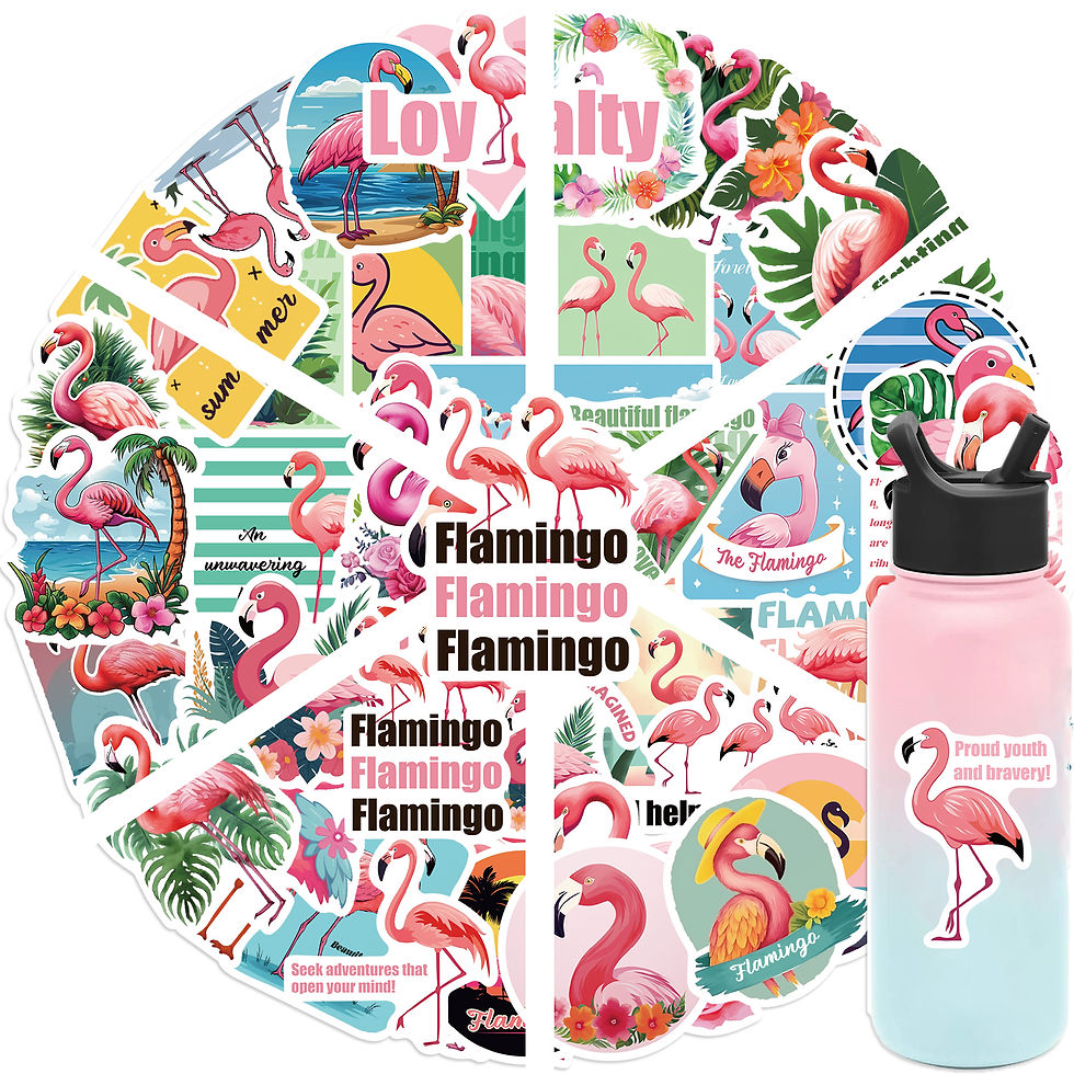 Thumbnail: 50pcs Flamingos Stickers Dream for DIY Girls Scrapbook Suitcase Water Bottle Pho