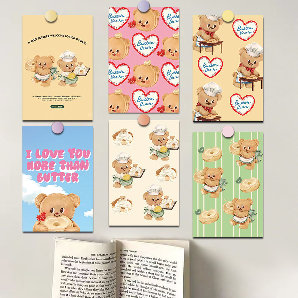 10PCS Butter Bear Card Postcard Sticker Harajuku Scrapbooking Stickers Retro Sti