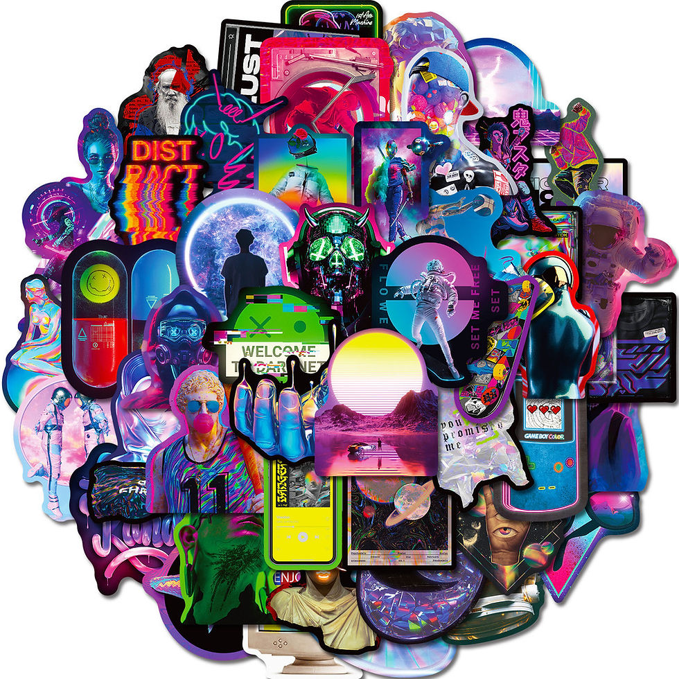 Thumbnail: 50PCS Laser Graffiti Stickers - Holographic Iridescent Punk Decor for Guitars an