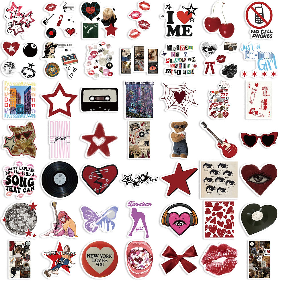 Thumbnail: 50PCS Downtown Y2K Girls Graffiti Stickers Decals DIY Decoration Notebook Skateb