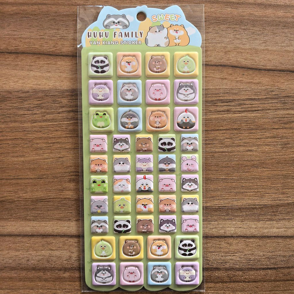 Thumbnail: HUUU FAMILY 3D Animal Stickers (4 Pieces) - Cute Cartoon Decals for Handicrafts 