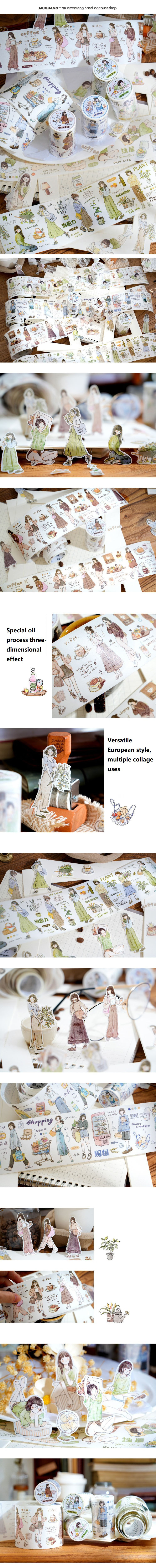 Thumbnail: 7x200cm Washi Tapes Vintage Washi Tape for Planner Card Making DIY Scrapbooking 