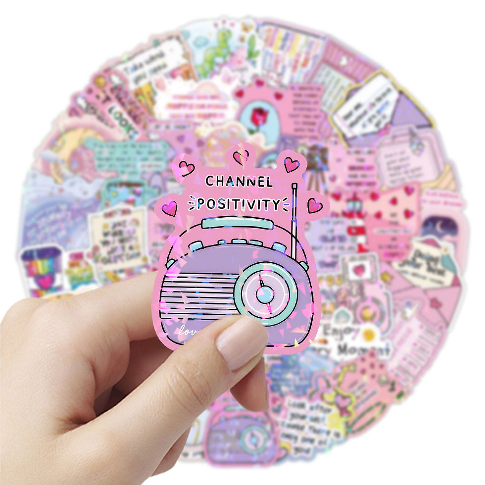 Thumbnail: 100/200PCS Cute Text Quotes Aesthetic Laser Stickers Notebook Water Cup Desktop 
