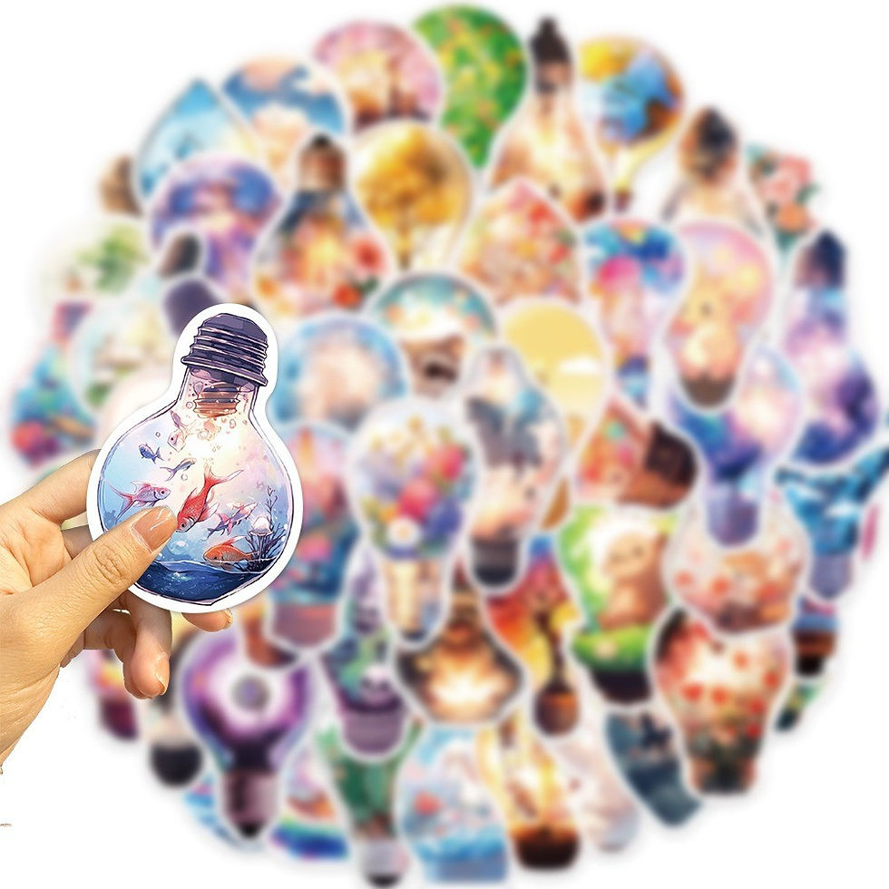 Thumbnail: 50-Piece Original Light Bulb World Stickers - DIY Waterproof Decor for Guitars, 