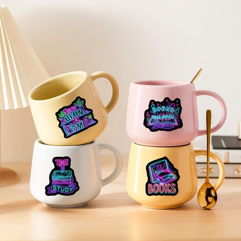 Thumbnail: 50Pcs Cyber Neon Book Stickers for Book Lovers Waterproof Wear-resistant Decals 