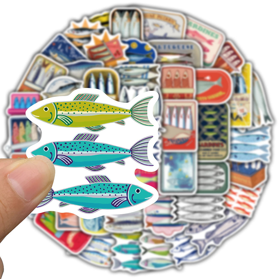 Thumbnail: 50/100PCS Cute Sardine Sticker Creative Bicycle Luggage Guitar Motorcycle Cartoo