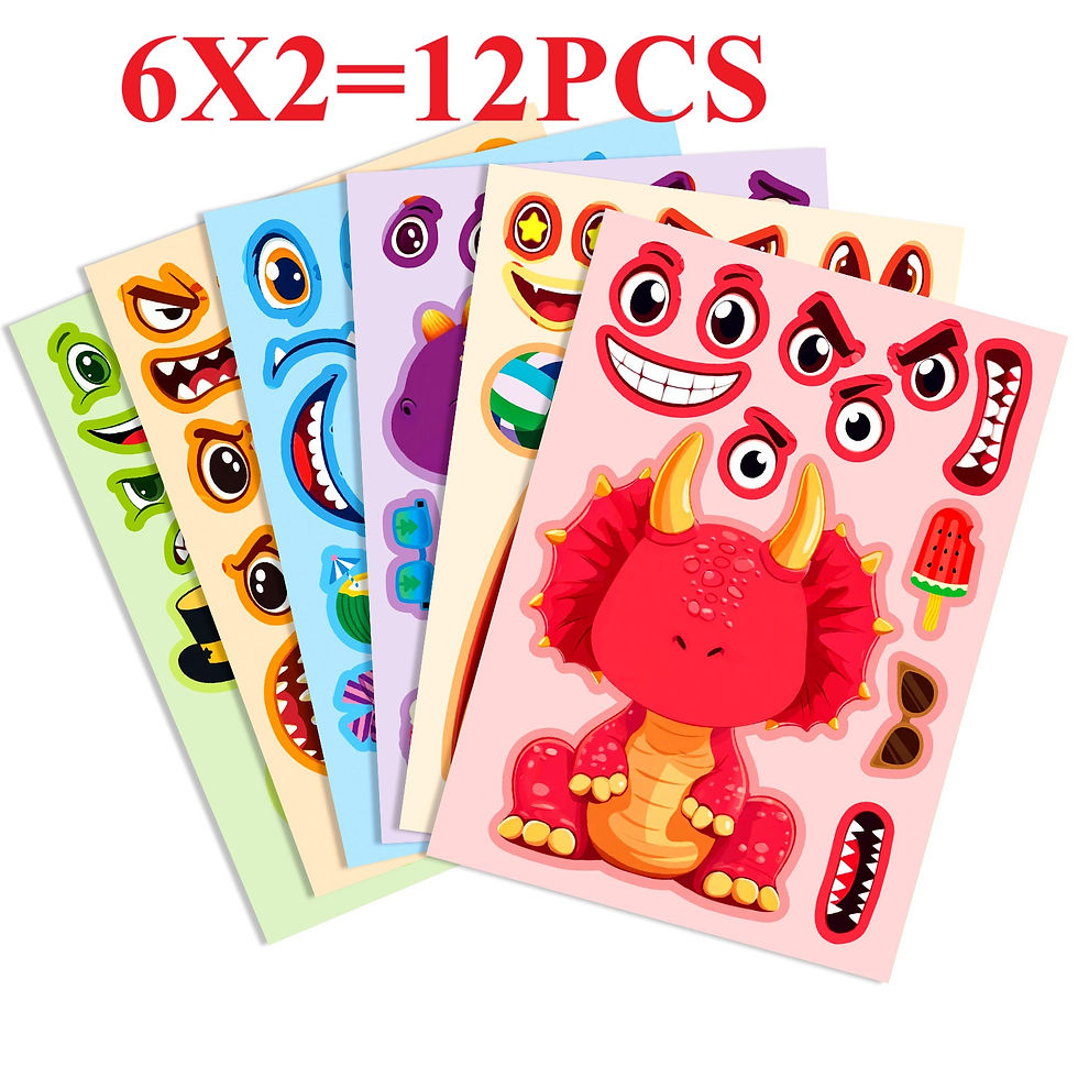 Thumbnail: 6/12PCS Dinosaur Puzzle Face Changing Stickers Cute Cartoon Stationery Reward St