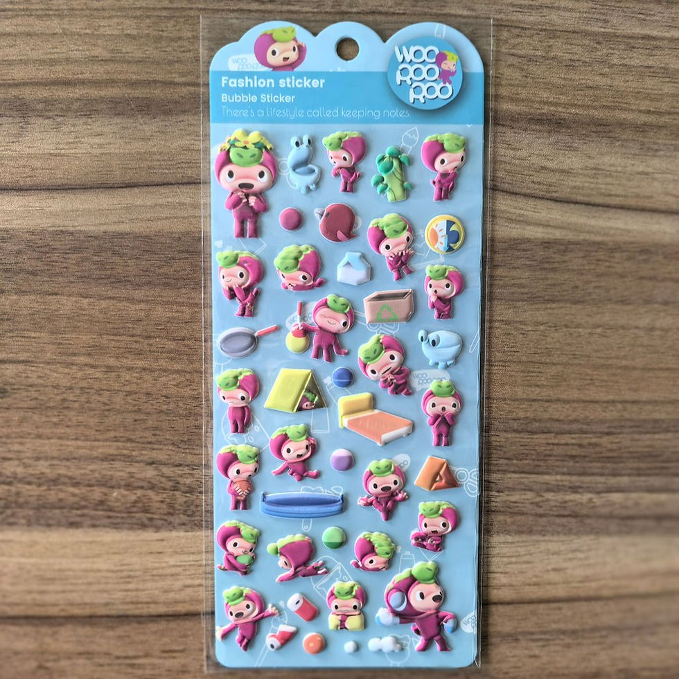 Thumbnail: 4Sheets Woo Hoo Roo Roo Fashion Bubble Stickers Cartoon Character Decals for Cra