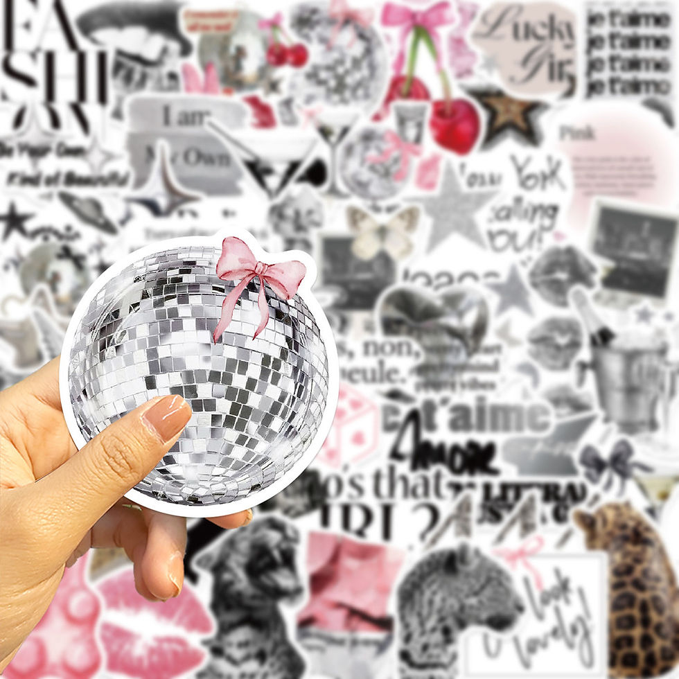 Thumbnail: 50Pcs Vintage Silver Lucky Girl Series Stickers PVC Waterproof Decals for Skateb