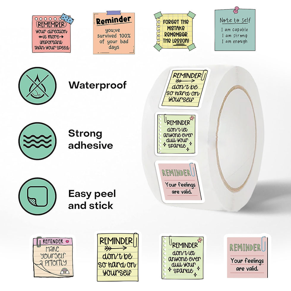 Thumbnail: 500pcs/Roll Reminder Phrase Sealing Stickers Creativity DIY PVC Laptop Decals De