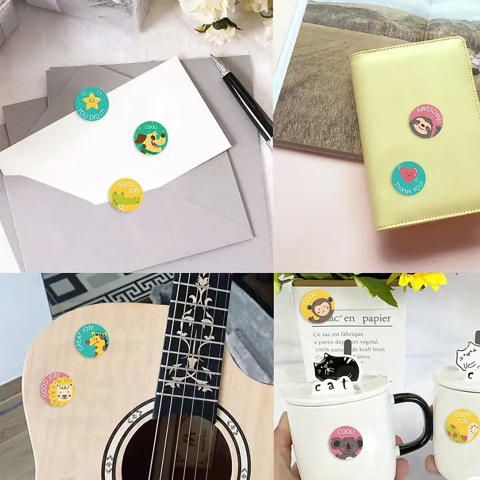 Thumbnail: 500 Pcs/Roll Teacher Reward Cartoon Stickers - Cute Roll Decals for Gifting, DIY