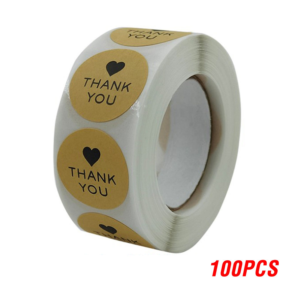 Thumbnail: 100-500 Round Natural Kraft Paper Hand Stickers Scrapbook Stickers Packaging Tha