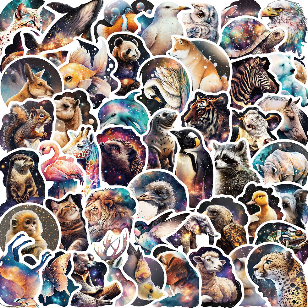 Thumbnail: 50PCS Kawaii Fantasy Animals Stickers Rabbit Bear Decals DIY Fridge Phone Luggag