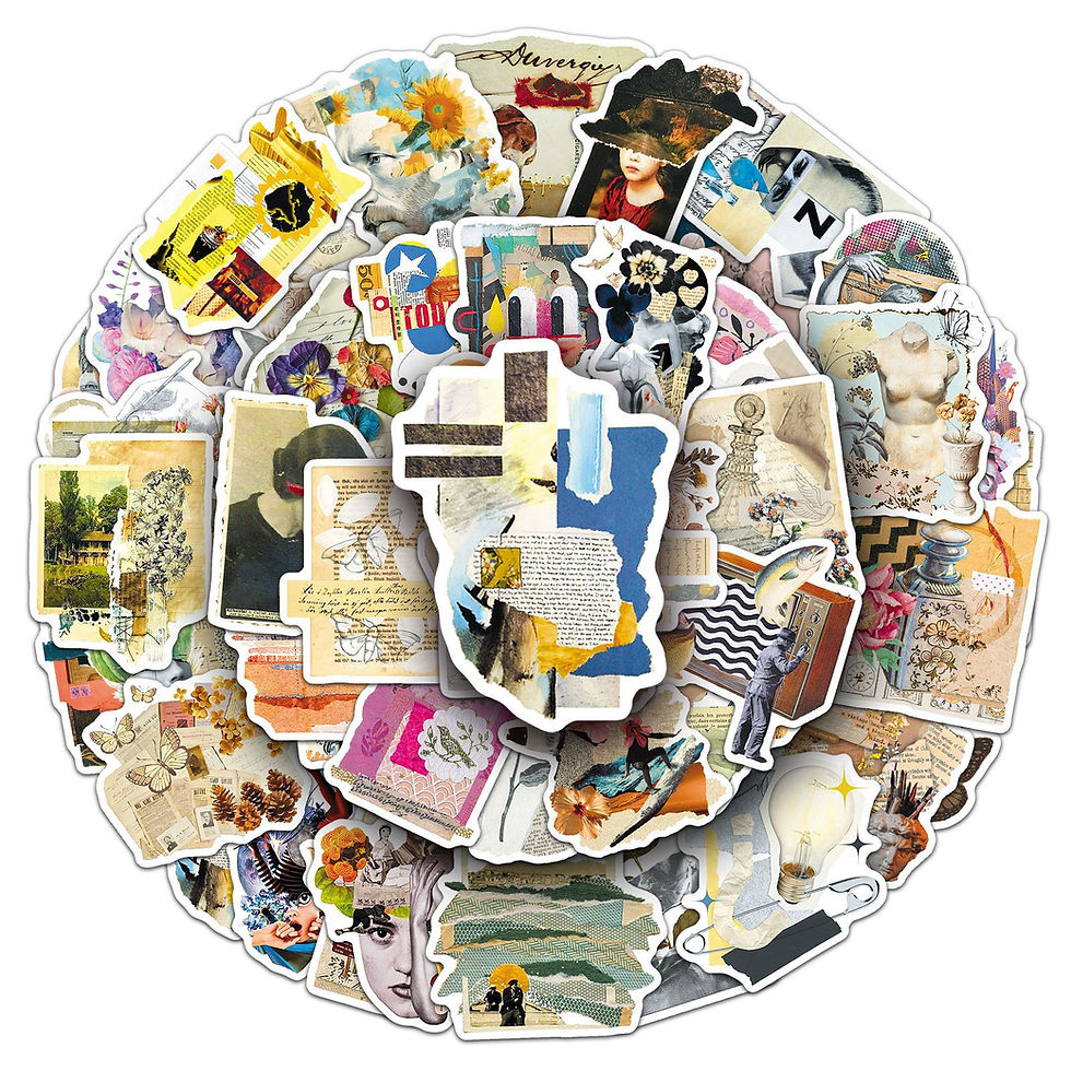 Thumbnail: 50/100PCS Cartoon Newspaper Collage Creative Stickers Retro Art Broken Fragments