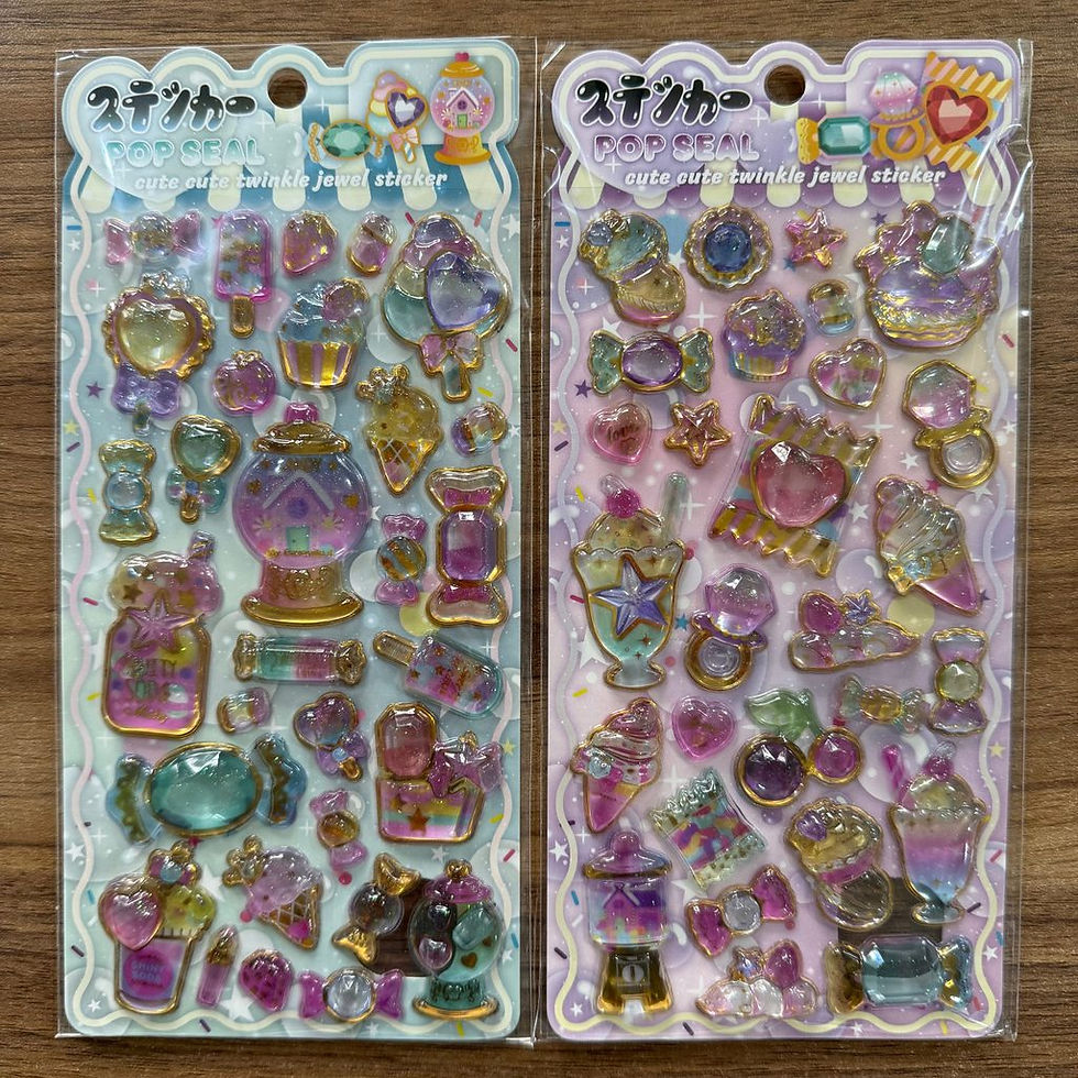 Thumbnail: 4Pcs Cute 3D Sparkle Gem Stickers Sweet Dessert Castle Epoxy Stickers for Scrapb