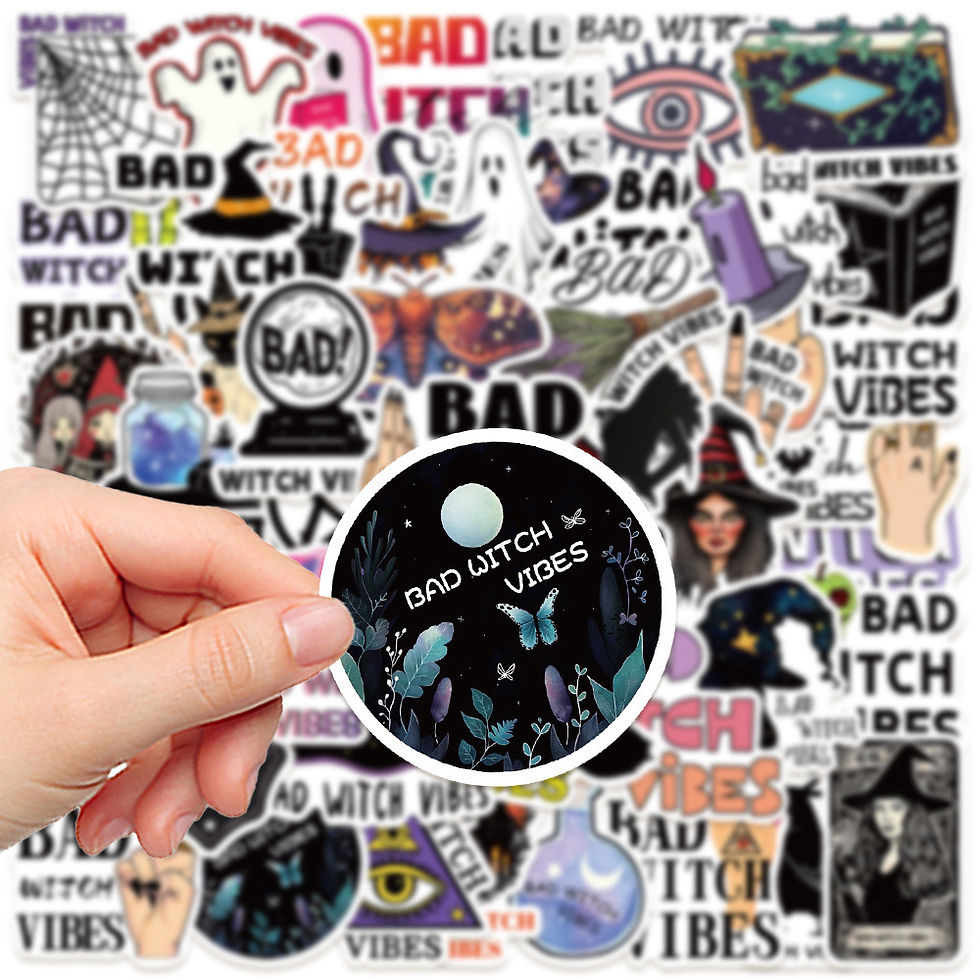 Thumbnail: 50-Piece Edgy Bad Witch Vibes Stickers - Decorative Decals for Laptops, Guitars,
