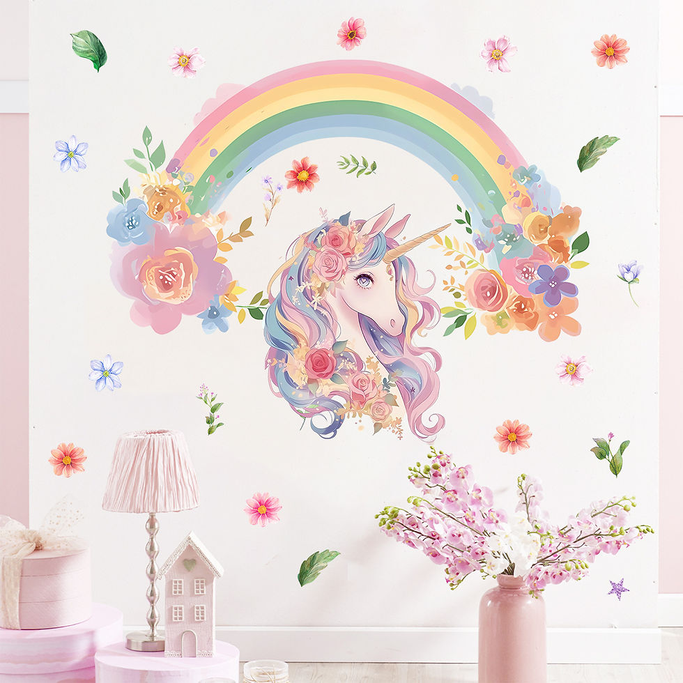 Thumbnail: Watercolor Unicorn Rainbow Wall Stickers, Removable Peel And Stick PVC Wall Deca