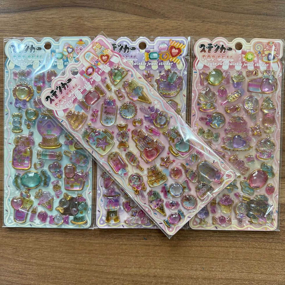 Thumbnail: 4Pcs Cute 3D Sparkle Gem Stickers Sweet Dessert Castle Epoxy Stickers for Scrapb
