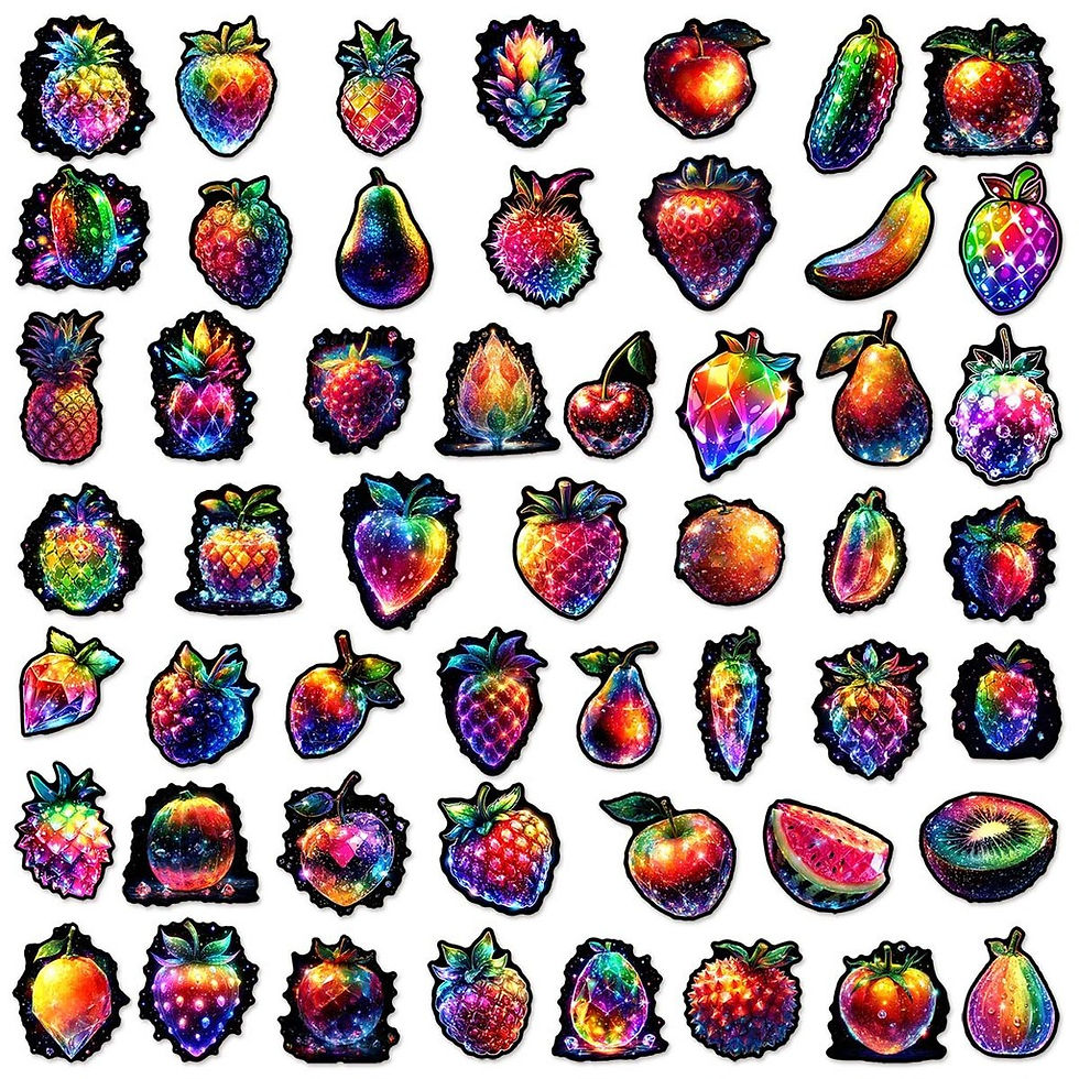 Thumbnail: 50pcs Neon Crystal Fruit Stickers | Waterproof Decals for Phones & Luggage Recor