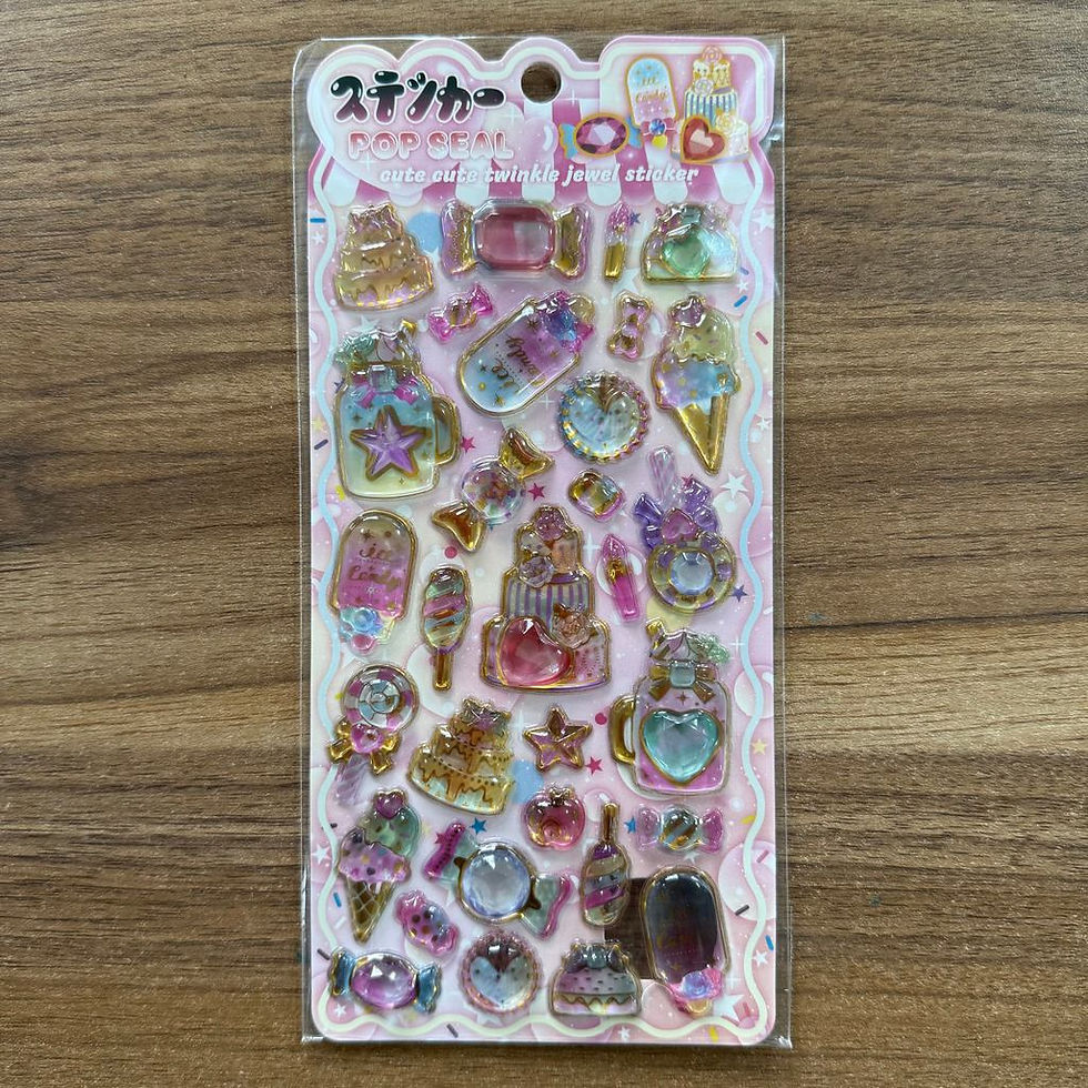 Thumbnail: 4Pcs Cute 3D Sparkle Gem Stickers Sweet Dessert Castle Epoxy Stickers for Scrapb