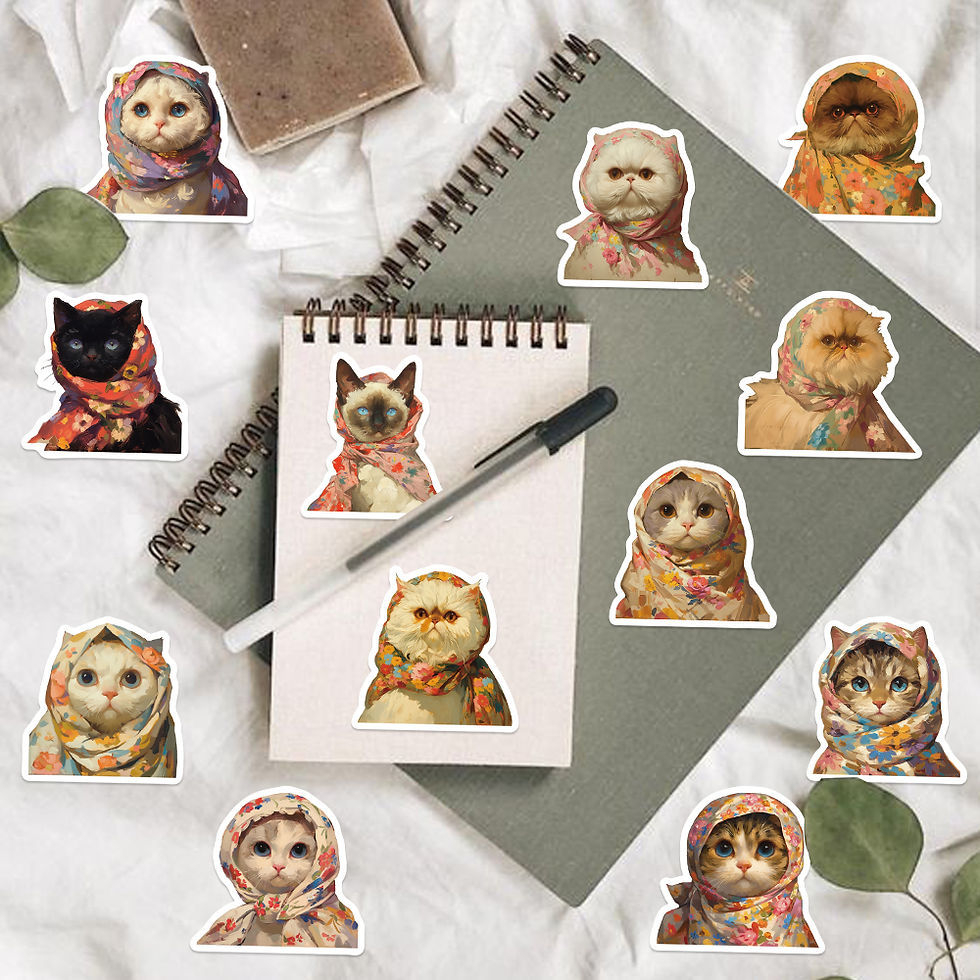 Thumbnail: 50pcs Kawaii Animals Cat Meme Sticker Sticky Aesthetic Decorative Scrapbook Cute