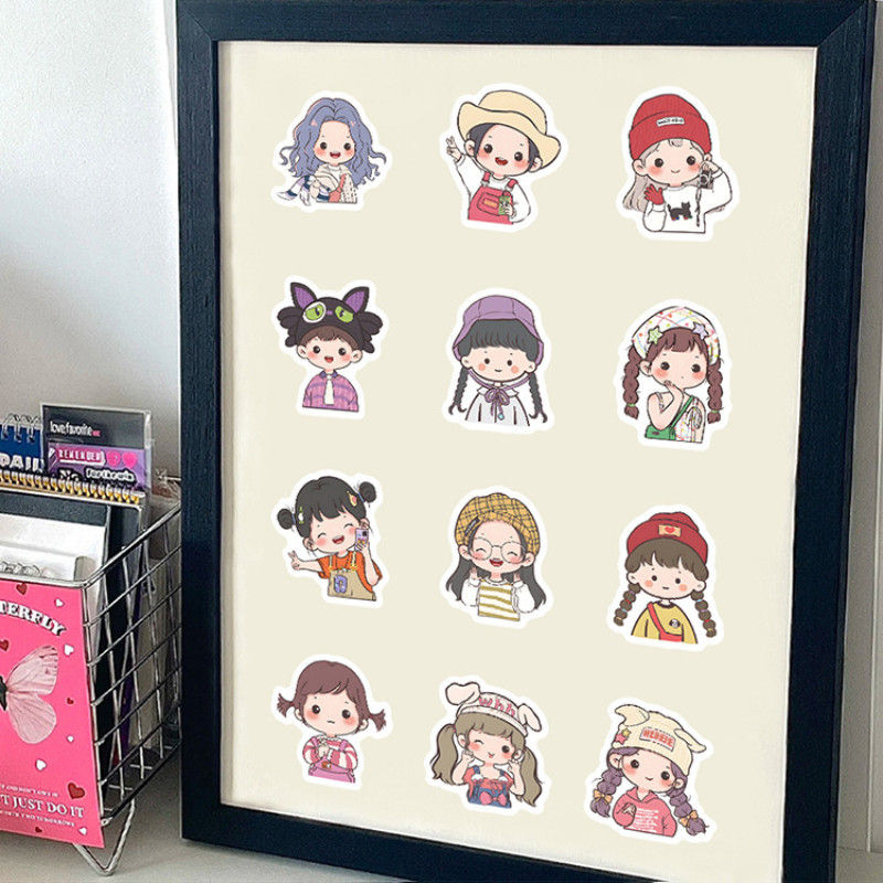 Thumbnail: 100PCS Ins Cartoon Cute Girls Graffiti Stickers for Bicycle Hand Account Pencil 
