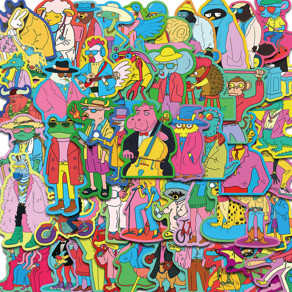 50PCS Colorful Graffiti Animals Sticker Cartoon Laptop Halloween Cute Kawaii Gra