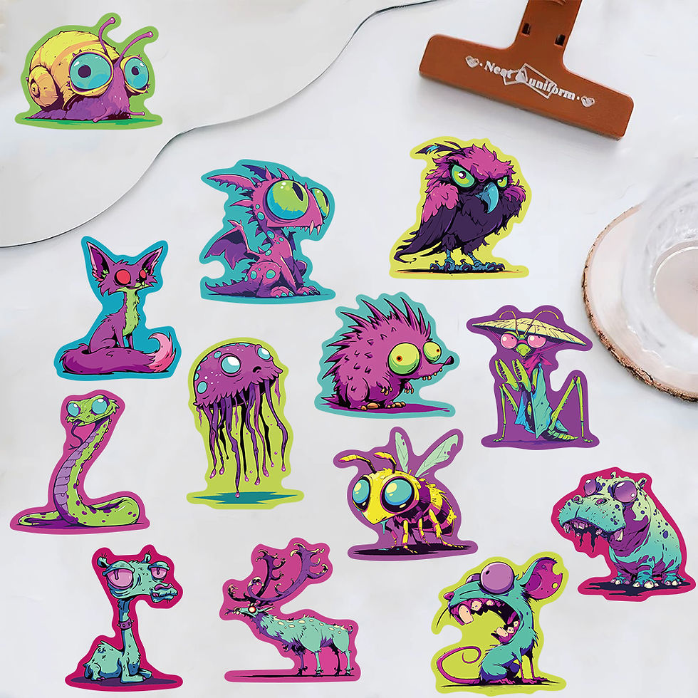 Thumbnail: 50PCS Colorful Strange Creatures Sticker Scrapbooking Living Room Waterproof Lap