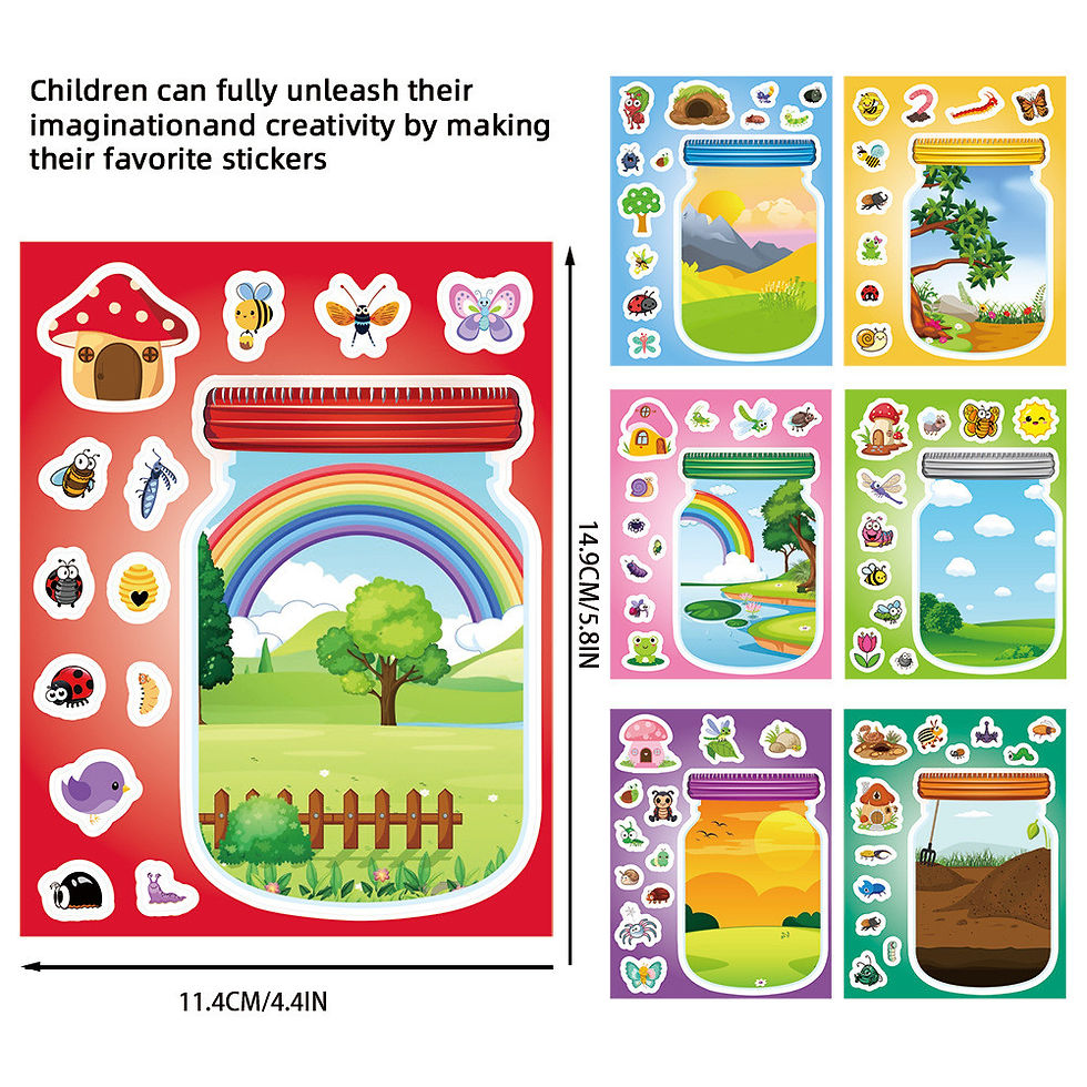 Thumbnail: 8 Pieces Cartoon Outdoor Bottle World Puzzle Stickers - Animal-Themed Kids' Educ