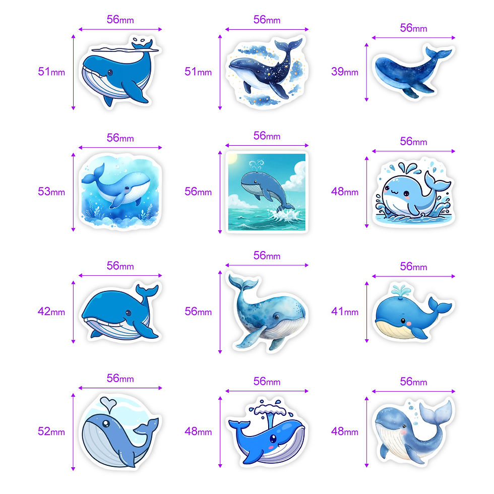 Thumbnail: Cute Cartoon Whale Vinyl Stickers Waterproof Decal DIY Decorative Gift for Scrap