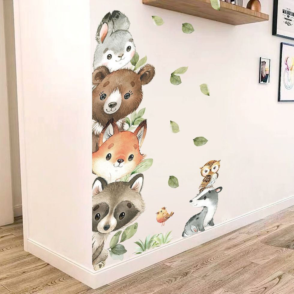 Thumbnail: Forest Animals Theme Bear Deer Rabbit Children's Wall Stickers for Kids Room Bab
