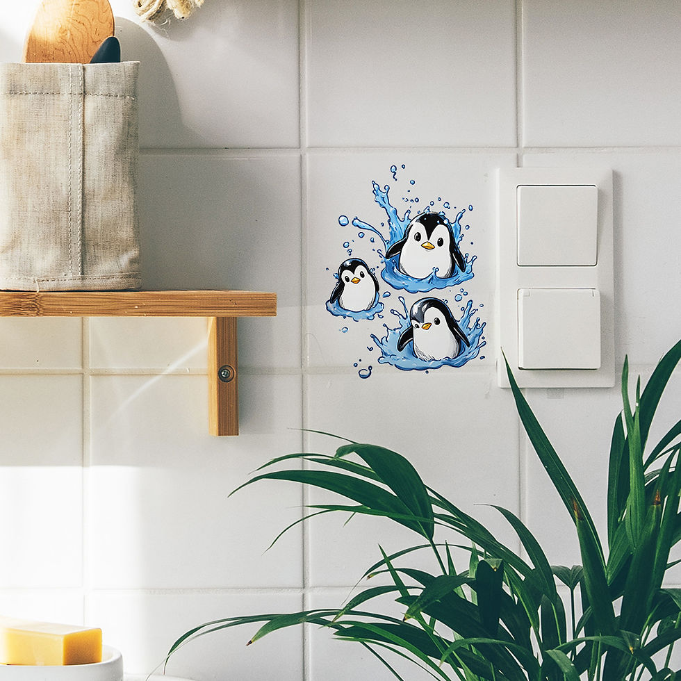 Thumbnail: Cartoon Cute Little Penguin Switch Sticker For Kids Room Wall Decoration Decals 